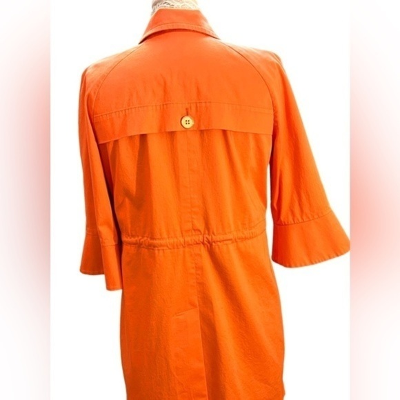 Etcetera Spring Trench Coat Coral with Gold Buttons and Polka Dot Lining - Picture 11 of 11